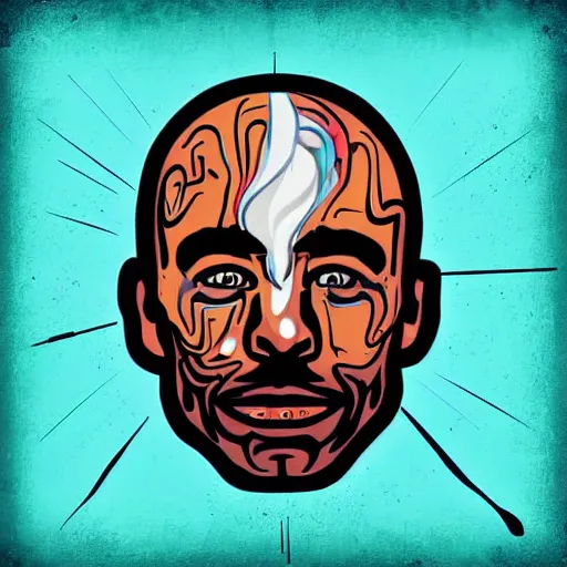 Prompt: joe rogan smoking dmt, digital art, iconic icon, 2 d vector logo, cartoon, t - shirt design