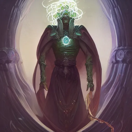Prompt: Autochth, Morkry Hunger, epic, detailed 4k digital painting of a powerful eldritch warlock sorcerer by Peter Mohrbacher