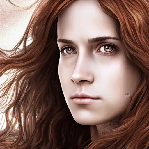Prompt: hermione granger, professionally retouched, realistic, smooth face, perfect eyes, symmetrical, full body shot, wide angle, sharp focus, 8 k high definition, insanely detailed, intricate, elegant, art by artgerm