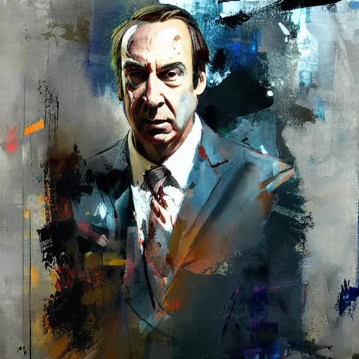 Image similar to abstract painting of saul goodman by jeremy mann