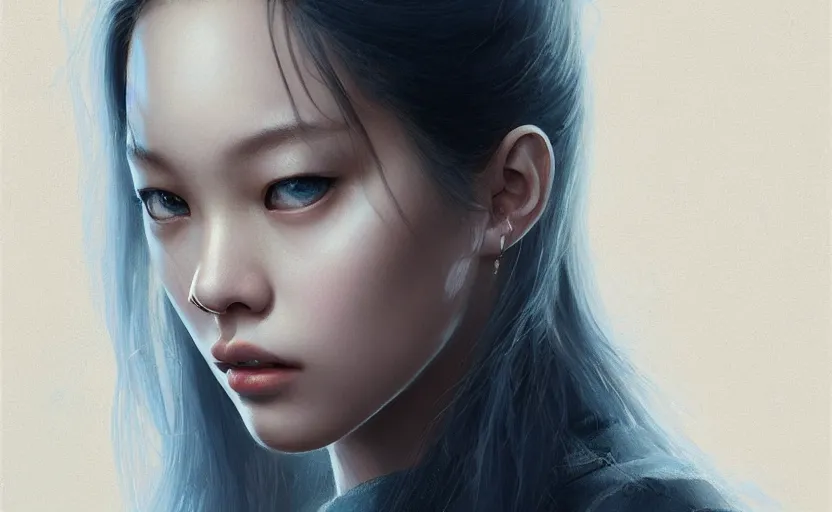 Prompt: blackpink jennie, soft grey and blue natural light, intricate, digital painting, artstation, concept art, smooth, sharp focus, illustration, art by greg rutkowski and luis rollo and uang guangjian, symmetry!