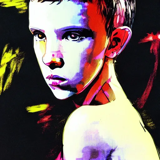 Image similar to Neon Millie Bobby Brown by Yoji Shinkawa