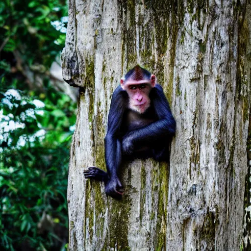 Prompt: photo of monkey on top of a bear