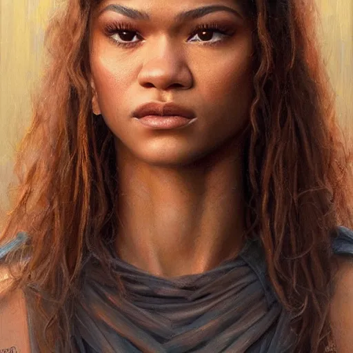 Prompt: zendaya on the red carpet, closeup portrait art by donato giancola and greg rutkowski, realistic face, digital art, trending on artstation, symmetry!!