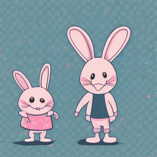 Image similar to illustration pink bunny, cartoon, funny