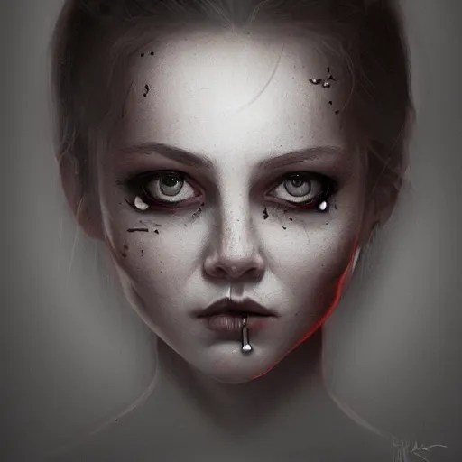 Prompt: shameless woman whis impudent facial expression, shadow of the cross, dark and mysterious, atmospheric, trending on artstation, highly detailed, digital painting, volumetric light, concept art, sharp focus, illustration