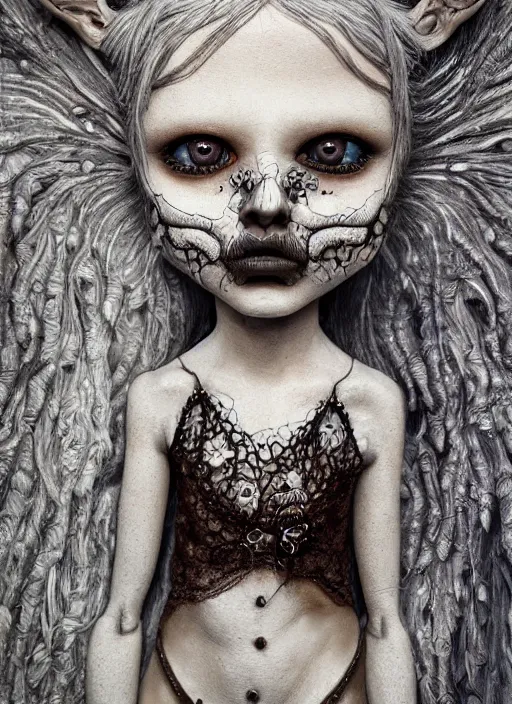 Image similar to portrait of a creepy sculpture, doll eyes, intricate, highly detailed, smooth, digital illustration, the dark and quirky art of scott radke