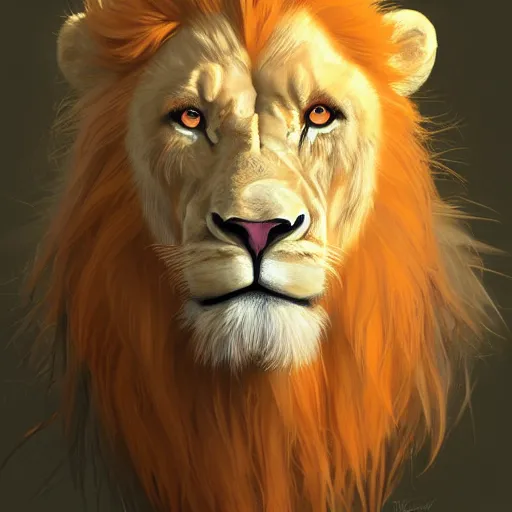 Image similar to aesthetic portrait commission of a of a male fully furry muscular anthro albino lion in orange tracksuit,digital art,art by greg rutkowski,character design by charles bowater,detailed face,hyperdetailed,photorealistic,artstation,deviantart,4k,western comic art,sharp,high definition