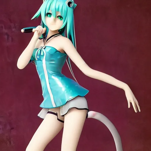 Image similar to Hatsune Miku full body pin up modeling a vocaloid idol unioform,with a park in the back ground,post war style,detailed face