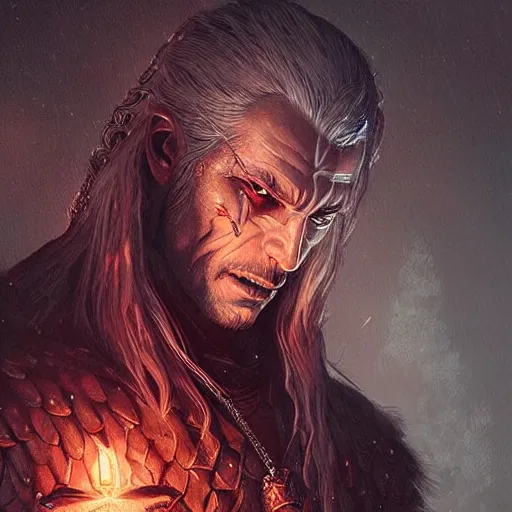 Image similar to slavic demon godling, the witcher, ultra detailed artwork by greg rutkowski, artgerm, intricate details