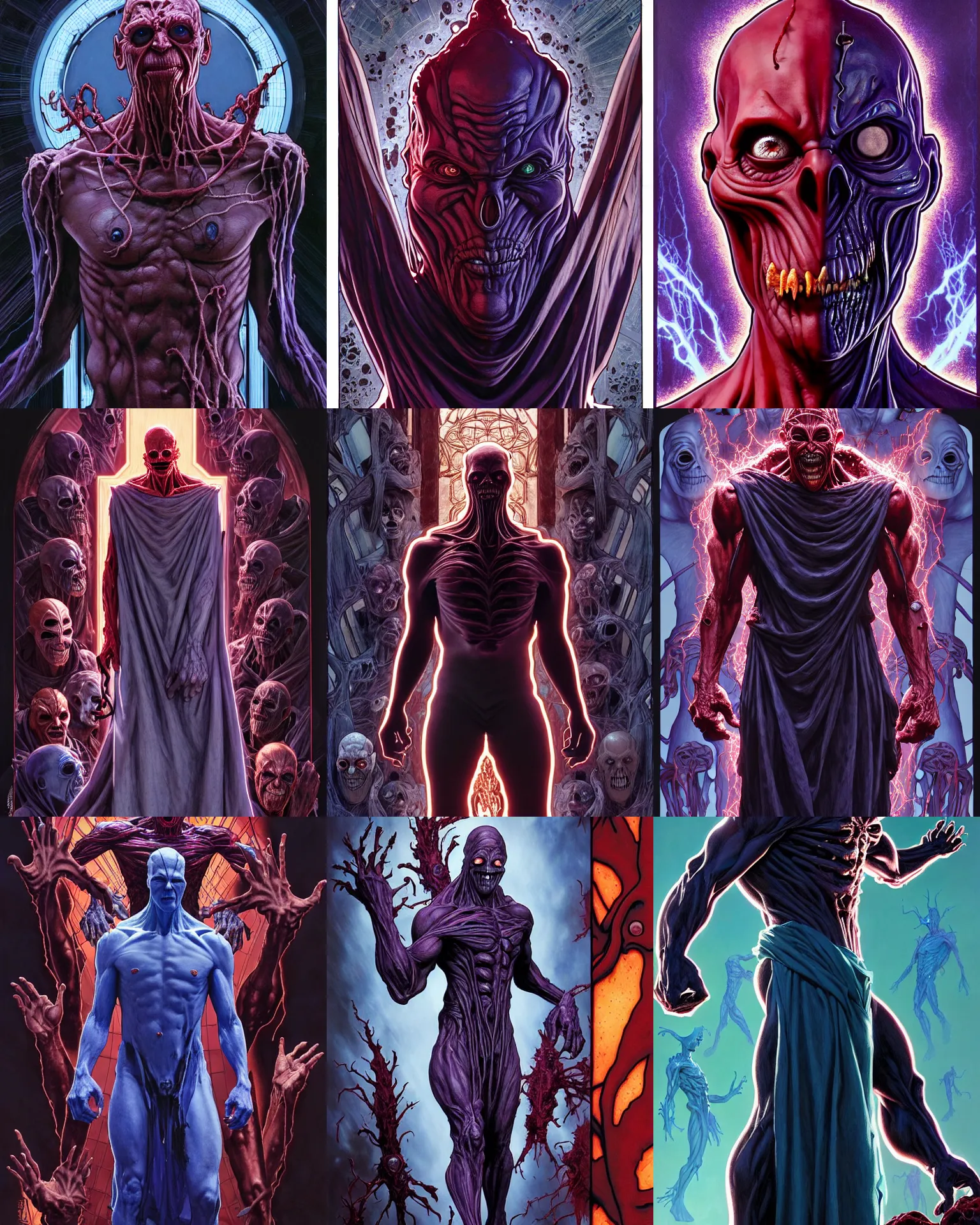 Prompt: the platonic ideal of it ( 2 0 1 7 film ) of cletus kasady ultimate carnage thanos dementor doctor manhattan chtulu nazgul, detailed, intricate, hyperrealism, intense, scary, decay, dmt, art by brock hofer and artgerm and greg rutkowski and alphonse mucha