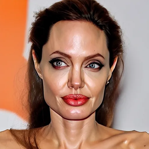 Image similar to angelina jolie face on an ( orange )