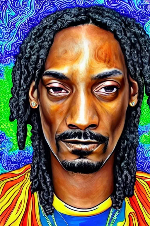 Image similar to snoop dog highly detailed psychedelic portrait art , symmetrical