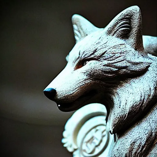 Prompt: “ capitalize wolf ” statue with a fox instead of a wolf