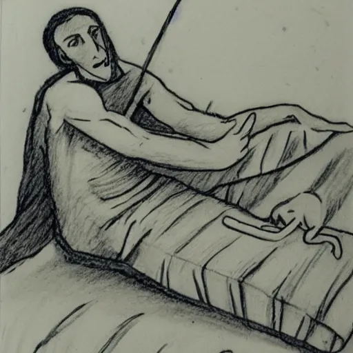 Prompt: the death of marat as a poorly drawn sketch by a six year old