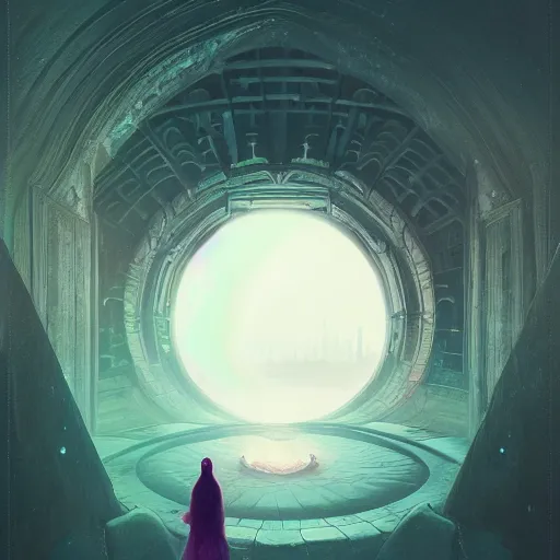 Prompt: gorgeous witch in the tower, matte painting, detailed, elden ring, oil on canvas, by beeple