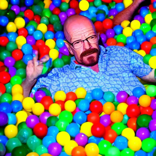 Prompt: walter white in a ball pit.