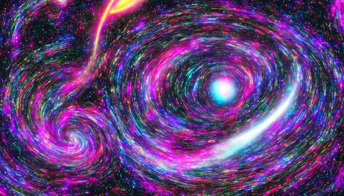 Image similar to black hole in space, psychedelic, vaporwave