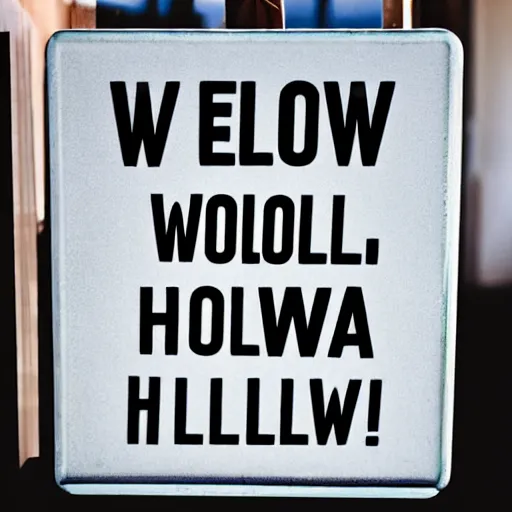 Image similar to a board with a sign that reads h e l l o w o r l d