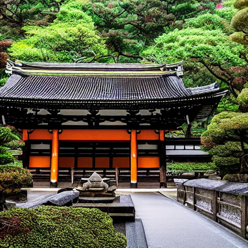 Prompt: the approach to Koto-in temple, Kyoto, Japan 高桐院 京都. hyper-detailed rain photography.