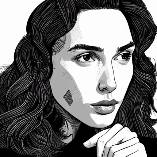 Image similar to portrait of gal gadot, by laurie greasley