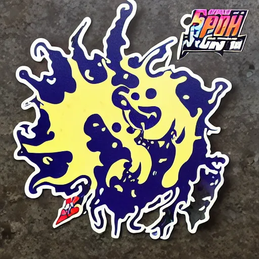 Image similar to die cut sticker, gomu gomu no gatling, splatter paint