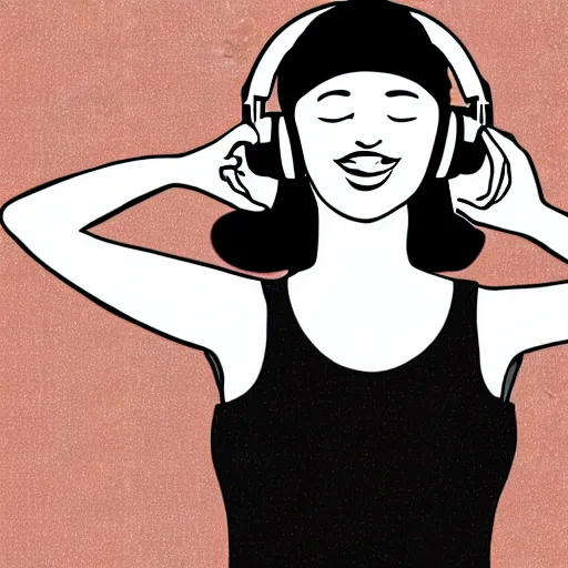 Image similar to illustration of a beautiful woman with headphones dancing