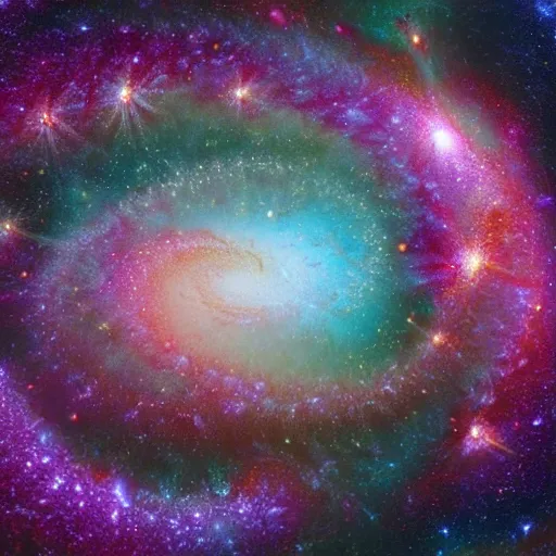 Image similar to fractals formed from galaxies, high detail