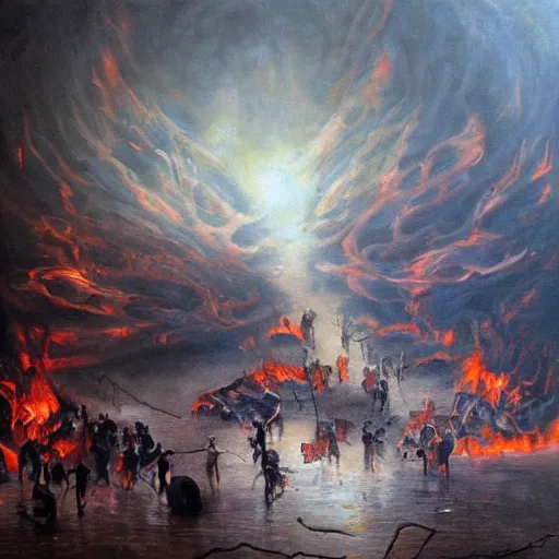 Image similar to the pits of hell, beautiful oil painting,