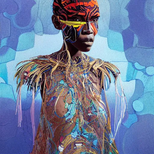 Prompt: portrait soft light painted by james jean and katsuhiro otomo and erik jones and conrad roset, inspired by shaka zulu science fiction, smooth face feature, intricate oil painting, sharp high detail illustration, - c 1 2