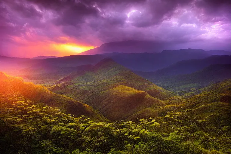 Image similar to amazing landscape photo of Western Ghats by marc adamus, beautiful, dramatic lighting