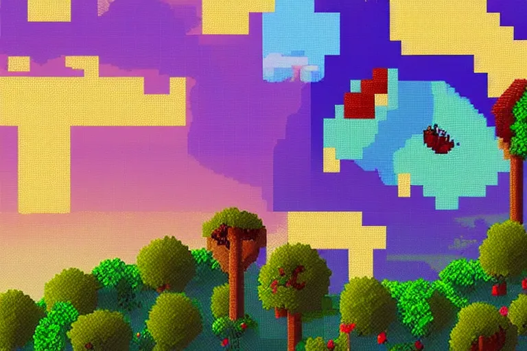 Image similar to pixel landscape, pixel evening, beautiful pixel cloud, beautiful pixel sky, quiet, no people, trending on artstation, trending on deviantart, pixelart, pixelperfect, pixel art, pixel, art of angrysnail, pixel game, indiegame