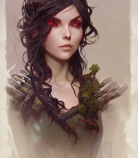 Prompt: Attractive Dryad, armored, dungeons and dragons portrait, highly detailed, digital painting, artstation, concept art, sharp focus, illustration, art by artgerm and greg rutkowski and alphonse mucha