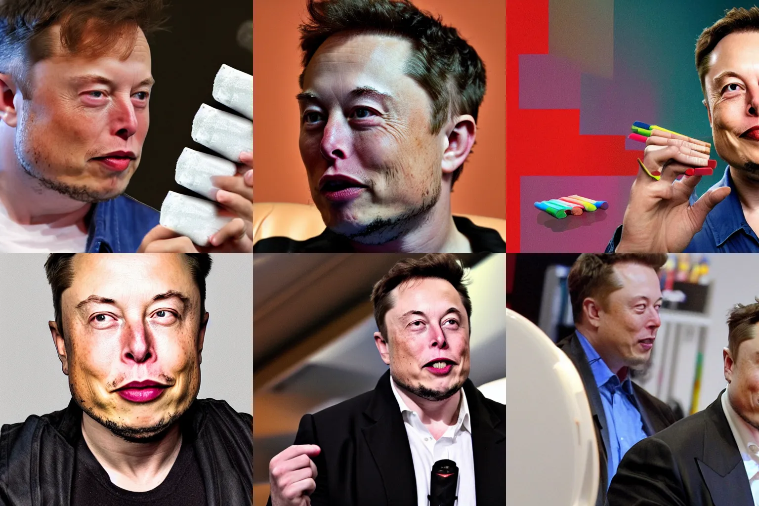 Image similar to elon musk eating crayons