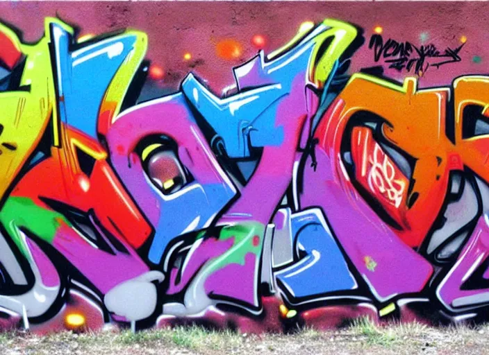 Prompt: graffiti, 1 9 9 9, cool, hiphop, colorful