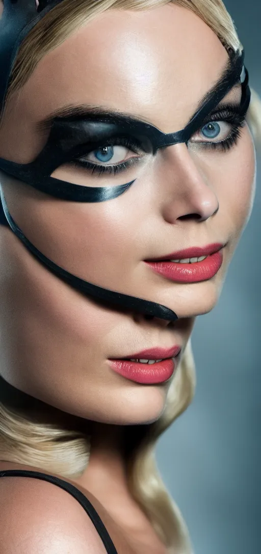 Image similar to Margot Robbie as Catwoman, movie poster, XF IQ4, 150MP, 50mm, F1.4, ISO 200, 1/160s, natural light