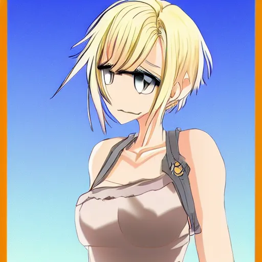 Image similar to dorodere anime girl with blonde hair