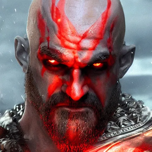 Image similar to film still of kratos as a demon in hell in the new batman movie, sharp focus, artstation, concept art, illustration, art by tian zi and wlop and alphonse mucha