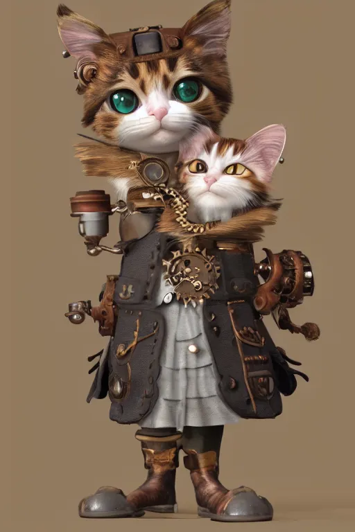 Image similar to A cute Steampunk calico cat, octane render, HD, trending on artStation, artstationHD, artstationHQ, 4k, 8K