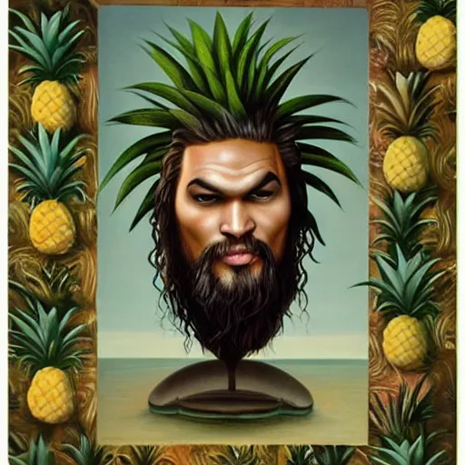 jason momoa as a pineapple, lowbrow painting by mark | Stable Diffusion ...