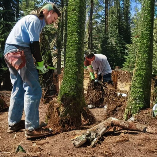 People Cutting Down Trees Stable Diffusion