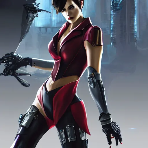 Image similar to A combination of Ada Wong's and Grace Kelly's and Ashley Greene's appearances wearing Ranger's armor from Anthem, high tech, action shot, angular, full body portrait, futuristic, dramatic, fantasy, intricate, elegant, highly detailed, digital painting, artstation, concept art, matte, sharp focus, illustration, 8K, art by Donato Giancola and James Gurney