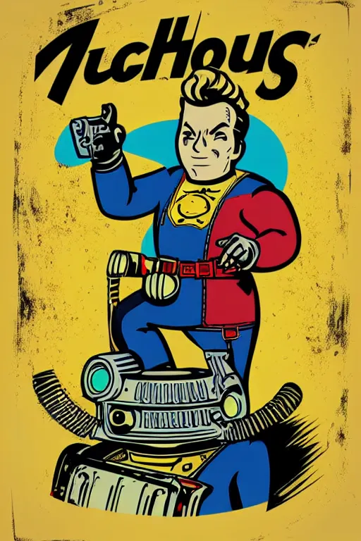 Image similar to fallout 7 6 retro futurist illustration art by butcher billy, sticker, colorful, illustration, highly detailed, simple, smooth and clean vector curves, no jagged lines, vector art, smooth andy warhol style