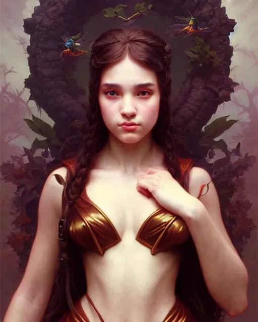 Prompt: a very very beautiful wonderful teen, fantasy character portrait, ultra realistic, concept art, intricate details, highly detailed by james bamaruan jia and mandy jurgens and artgerm and william adolphe bouguereau and frank frazetta