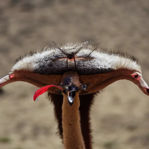 Prompt: cockroach riding an ostrich