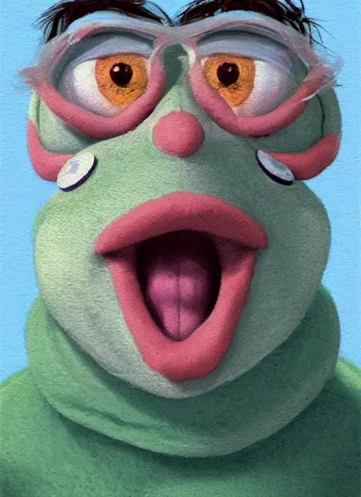 Prompt: portrait of a screaming kermit the frog in eternal sunshine of the spotless mind ( 2 0 0 4 ), highly detailed, centered, solid color background, digital painting, artstation, concept art, smooth, sharp focus, illustration, artgerm, donato giancola, joseph christian leyendecker, les edwards, ed repka, wlop, artgerm