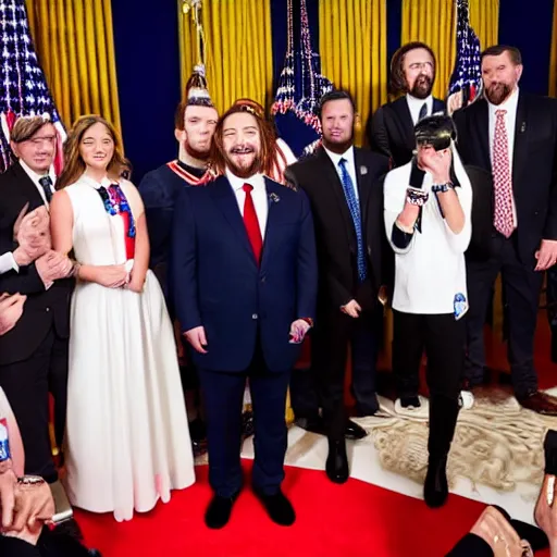 Image similar to Post Malone is elected president of the United States, photograph via The White House photographer