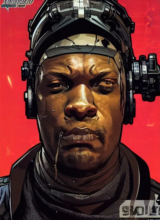 Image similar to cyberpunk blackops spy. night vision. chidi igwe. portrait by ashley wood and alphonse mucha and laurie greasley and josan gonzalez and james gurney. spliner cell, apex legends, rb 6 s, hl 2, d & d, cyberpunk 2 0 7 7. realistic face. dystopian setting.