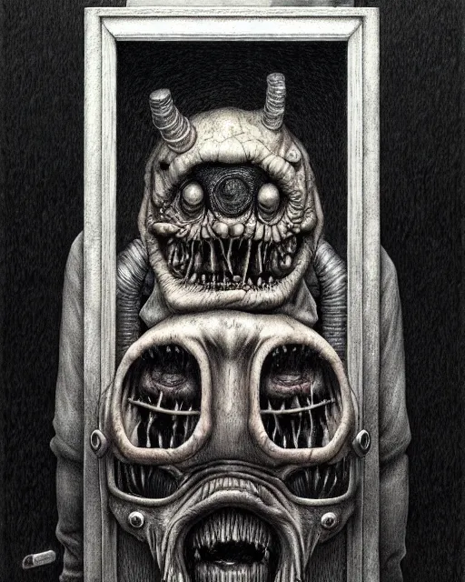 Image similar to a realistic detailed portrait painting of a monster by john kenn mortensen, santiago caruso, synthwave cyberpunk psychedelic vaporwave