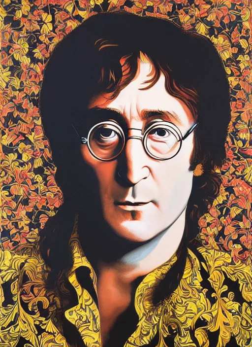 Image similar to painting of John Lennon by Kehinde Wiley